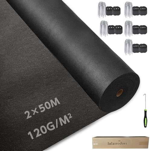 防草シート　超強力!「日本製大面積専用草なしシートフルセット」 2m×50m+Uピン(中)400本+PPテープ2巻 RESTA 防草シート 10年耐用 2m×50m巻 不織布防草シート180SB 高耐久 緑
